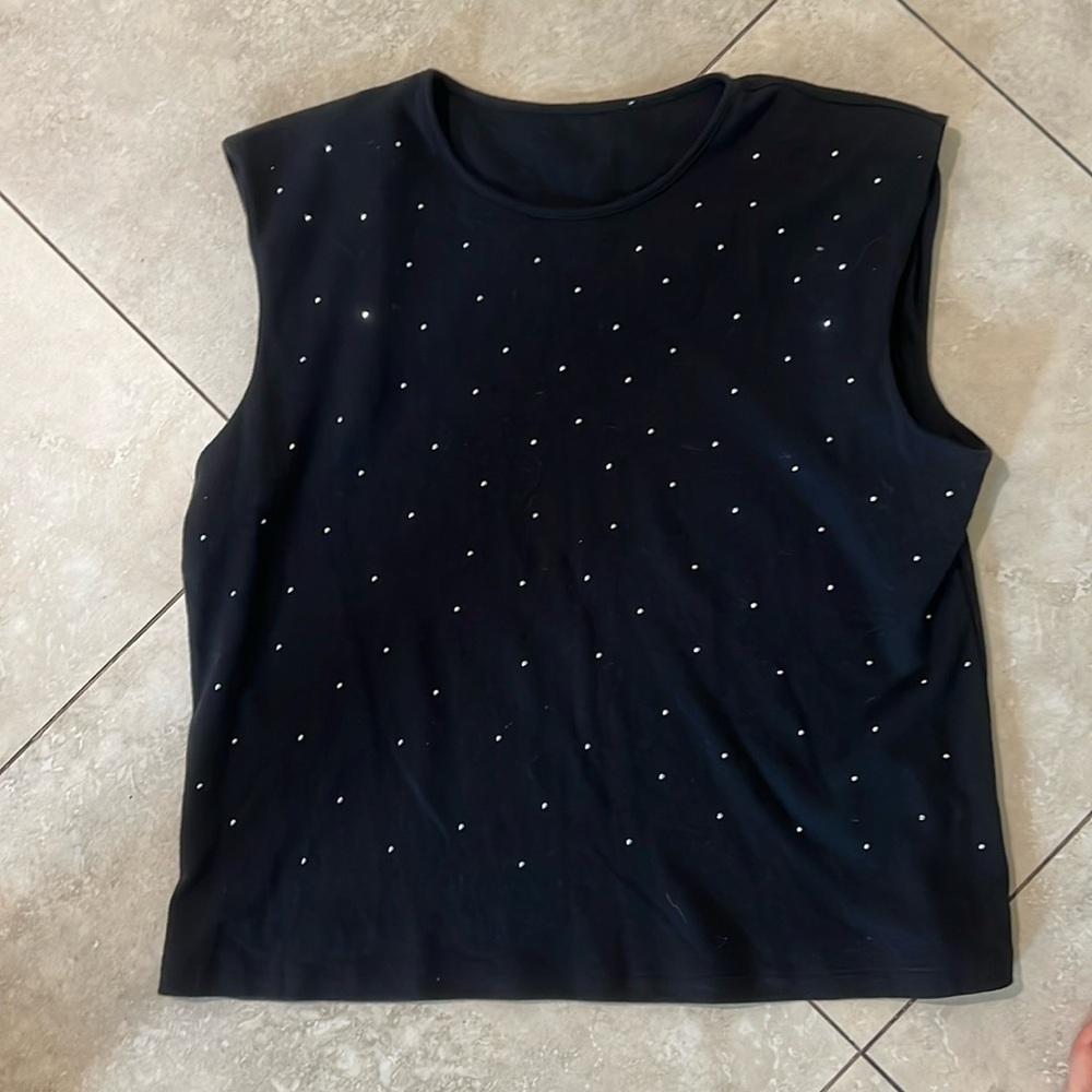 Black Sleeveless Top With Silver Studs
